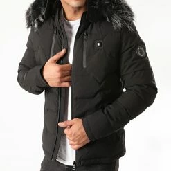 Meilleur prix 🎁 Doudoune Chauffante Capuche Fourrure Val D'Isere Noir de Comme Des Loups 😍