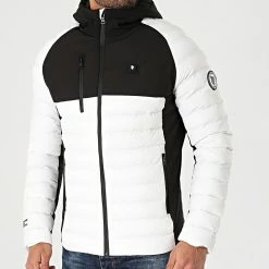 Nouveau ❤️ Doudoune Chauffante Capuche Aspen Blanc Noir de Comme Des Loups 🤩