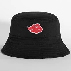 Promo ❤️ Bob Réversible Naruto Akatsuki 003 Noir de Comme Des Loups 💯 -Comme Des Loups Soldes comme des loups 321006 BOB AKATSUKI 003 NOIR BLANC 20220519T153704 03