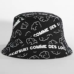 Promo ❤️ Bob Réversible Naruto Akatsuki 003 Noir de Comme Des Loups 💯 -Comme Des Loups Soldes comme des loups 321006 BOB AKATSUKI 003 NOIR BLANC 20220519T153706 04