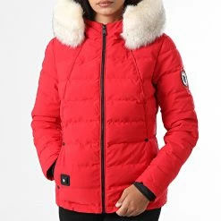 Tout neuf 👍 Doudoune Capuche Fourrure Chauffante Femme Budapest Rouge Beige de Comme Des Loups 😉 -Comme Des Loups Soldes comme des loups 333024 BUDAPEST RED FOUR BLANC 20220901T101352 03