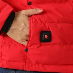 Meilleure vente 😉 Doudoune Capuche Fourrure Chauffante Femme Budapest Rouge Noir de Comme Des Loups 🔥 -Comme Des Loups Soldes comme des loups 333064 BUDAPEST RED FOUR BLACK 20220818T153902 04