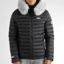 De gros 😀 Doudoune Capuche Fourrure Liverpool Noir Gris de Comme Des Loups 🛒