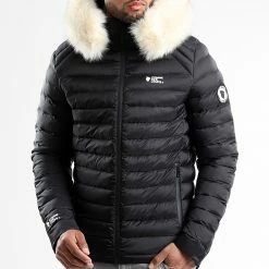 Meilleur prix ⌛ Doudoune Capuche Fourrure Liverpool Noir Beige Clair de Comme Des Loups 🛒