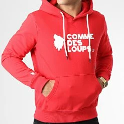 Remise 🛒 Sweat Capuche Rio Rouge de Comme Des Loups 👍 -Comme Des Loups Soldes comme des loups 340689 SWEAT RIO ROUGE 20221028T115025 03