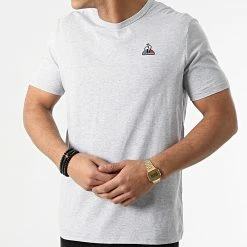 Nouveau 👏 Tee 👕 Shirt Essential N3 2120201 Gris Chiné de Le Coq Sportif 🌟 -Comme Des Loups Soldes le coq sportif 291618 2120201 20211118T153243 03