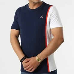 Grosses soldes 🧨 Tee 👕 Shirt Tricolore 2220287 Bleu Marine de Le Coq Sportif 😉