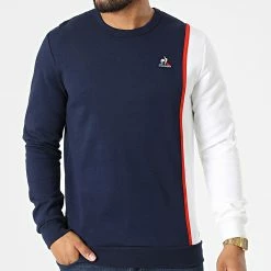 Le moins cher 😉 Sweat Crewneck 2220289 Bleu Marine Blanc de Le Coq Sportif 🎁