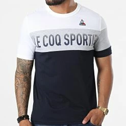 Promo ⌛ Tee 👚 Shirt 2220296 Bleu Marine Blanc de Le Coq Sportif 🎁 -Comme Des Loups Soldes le coq sportif 323072 2220296 20220630T152519 03