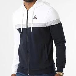 Le moins cher 👍 Sweat Zippé Capuche 2220653 Bleu Marine Blanc de Le Coq Sportif 😍