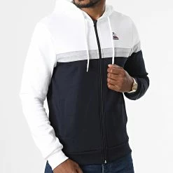 Le moins cher 👍 Sweat Zippé Capuche 2220653 Bleu Marine Blanc de Le Coq Sportif 😍 -Comme Des Loups Soldes le coq sportif 332093 2220653 20220811T155121 03